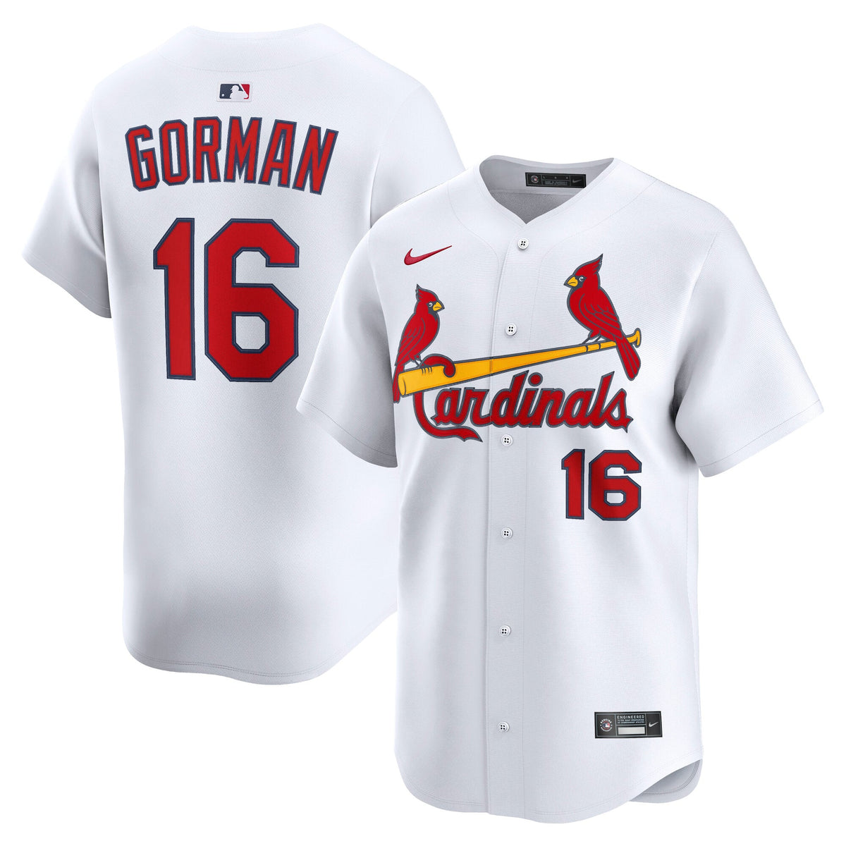 Men's St. Louis Cardinals Nolan Gorman Nike White Home Limited Player Jersey - 2