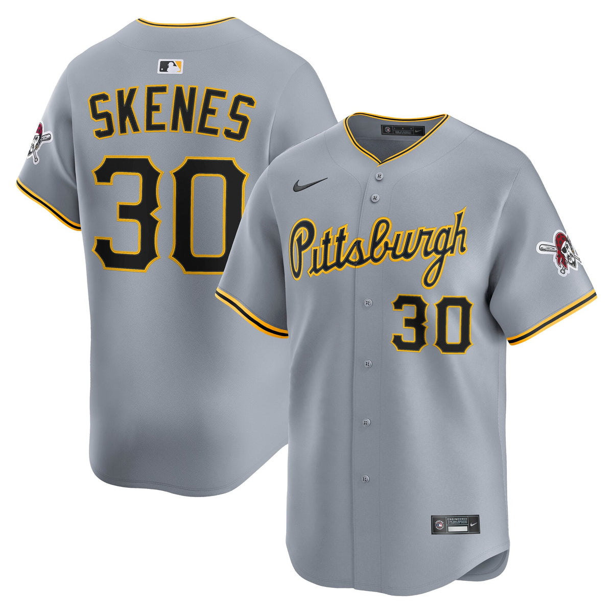Men's Pittsburgh Pirates Paul Skenes Nike Gray Road Limited Player Jersey