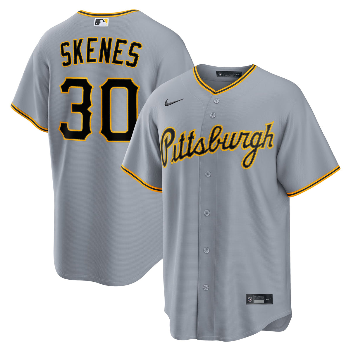 Men's Pittsburgh Pirates Paul Skenes Nike Gray Road Replica Jersey