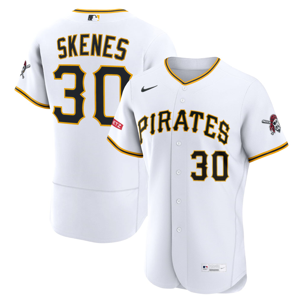 Men's Pittsburgh Pirates Paul Skenes Nike White Home Authentic Sponsor Patch Jersey - 2