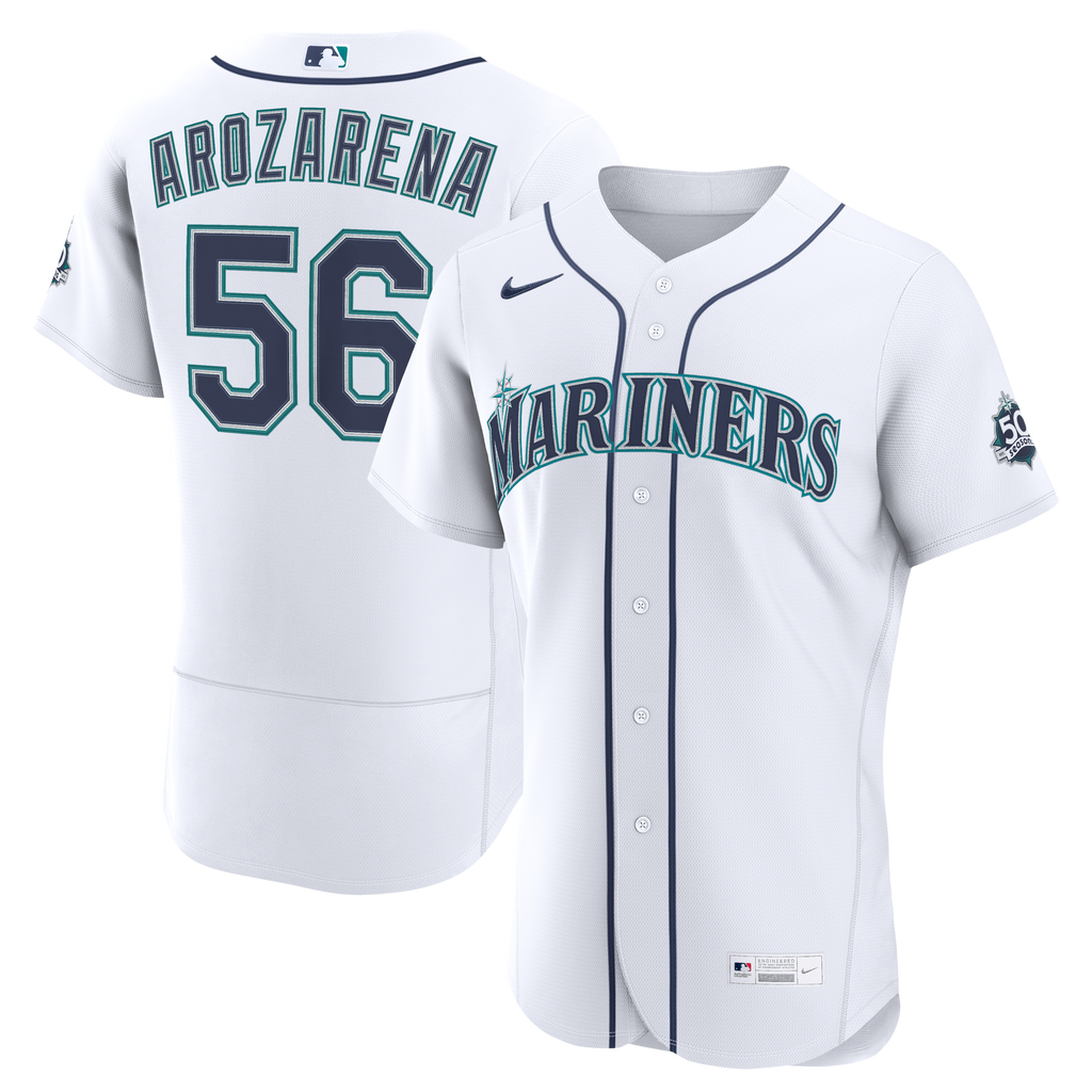 Men's Seattle Mariners Randy Arozarena Nike White Home 50th Season Authentic Jersey - 2
