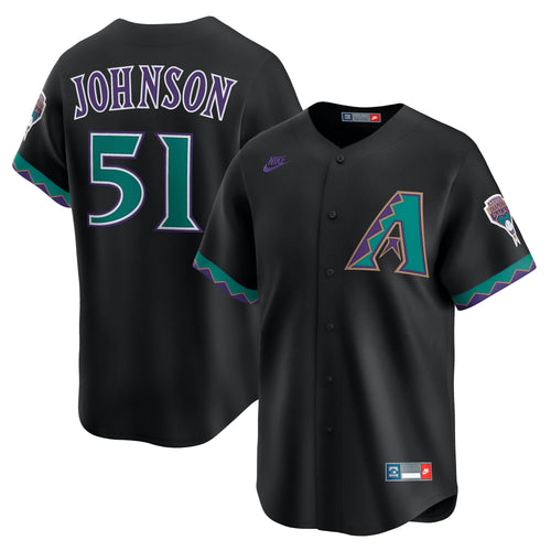 Men's Arizona Diamondbacks Randy Johnson Nike Black Throwback Cooperstown Collection Limited Jersey - 2