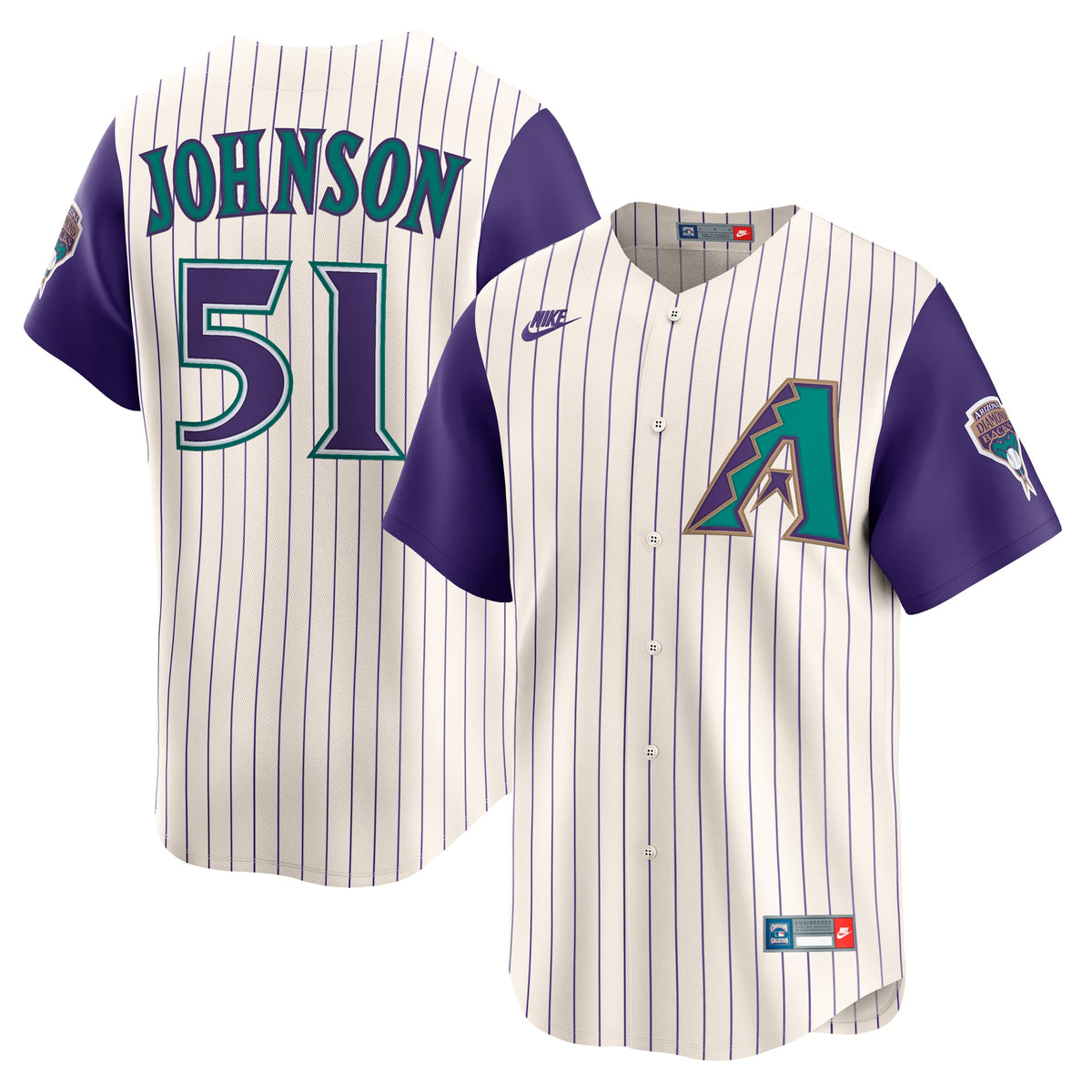 Men's Arizona Diamondbacks Randy Johnson Nike Cream Throwback Cooperstown Collection Limited Jersey