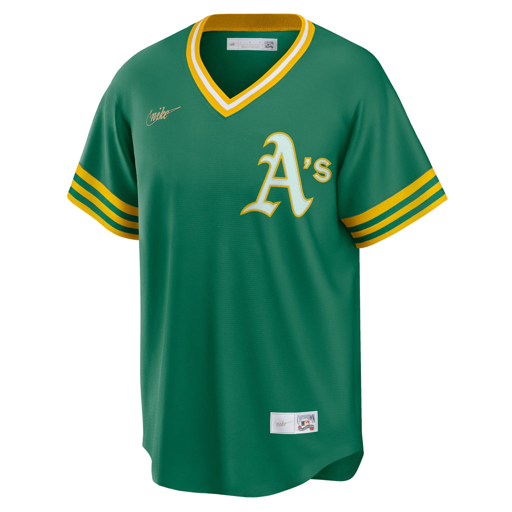 Men's Athletics Reggie Jackson Nike Kelly Green Road Cooperstown Collection Player Jersey - 3