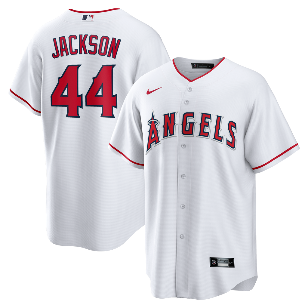 Men's Los Angeles Angels Reggie Jackson Nike White Home Retired Player Replica Jersey