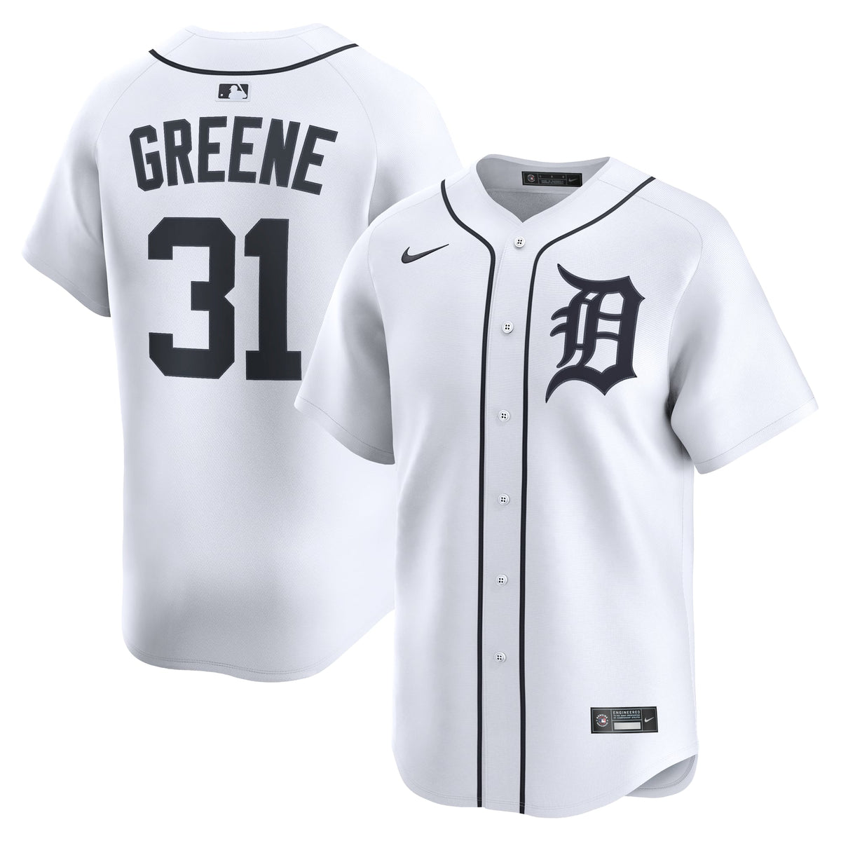 Men's Detroit Tigers Riley Greene Nike White Home Limited Player Jersey - 2