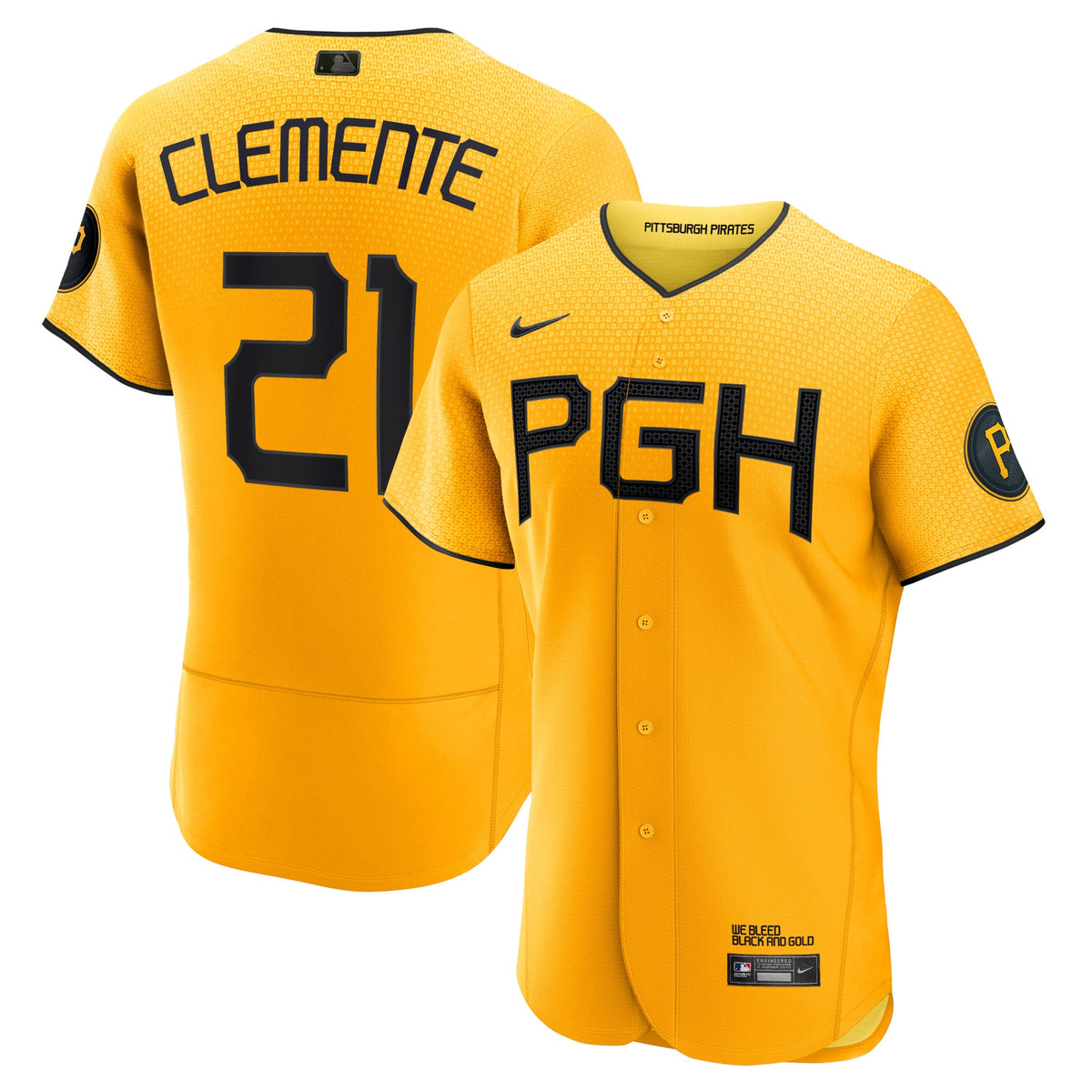 Men's Pittsburgh Pirates Roberto Clemente Nike Gold City Connect Authentic Player Jersey - 2