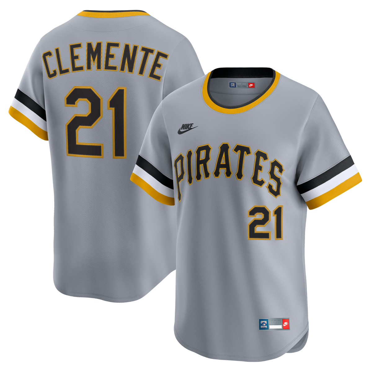 Men's Pittsburgh Pirates Roberto Clemente Nike Gray Throwback Cooperstown Collection Limited Jersey - 2