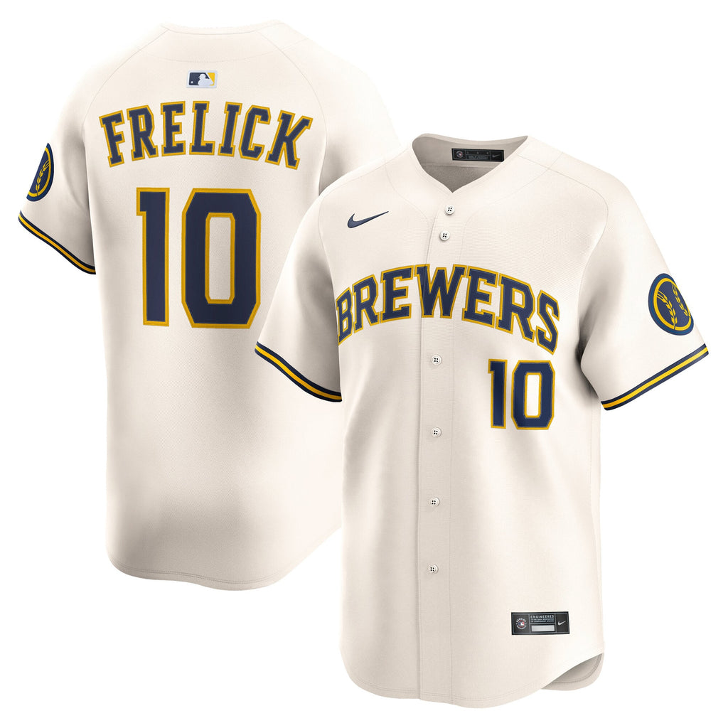 Men's Milwaukee Brewers Sal Frelick Nike Cream Home Limited Player Jersey