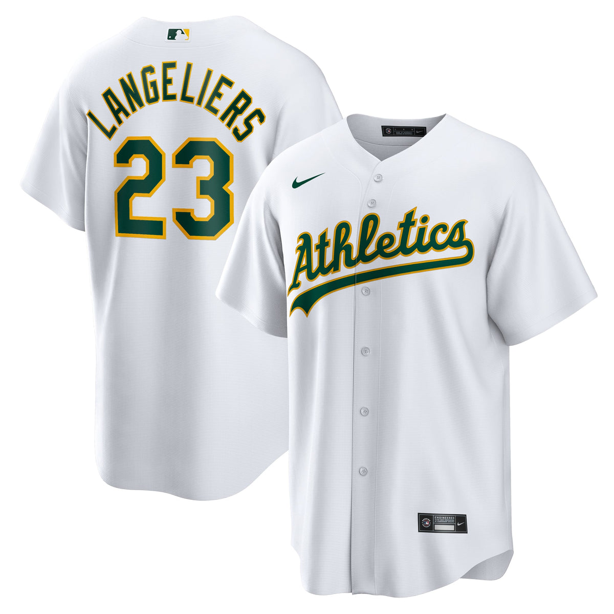 Men's Athletics Shea Langeliers Nike White Home Replica Jersey