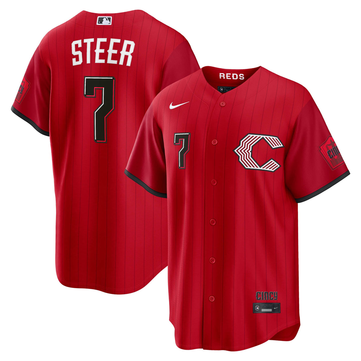 Men's Cincinnati Reds Spencer Steer Nike Red 2026 City Connect Stadium Jersey - 2