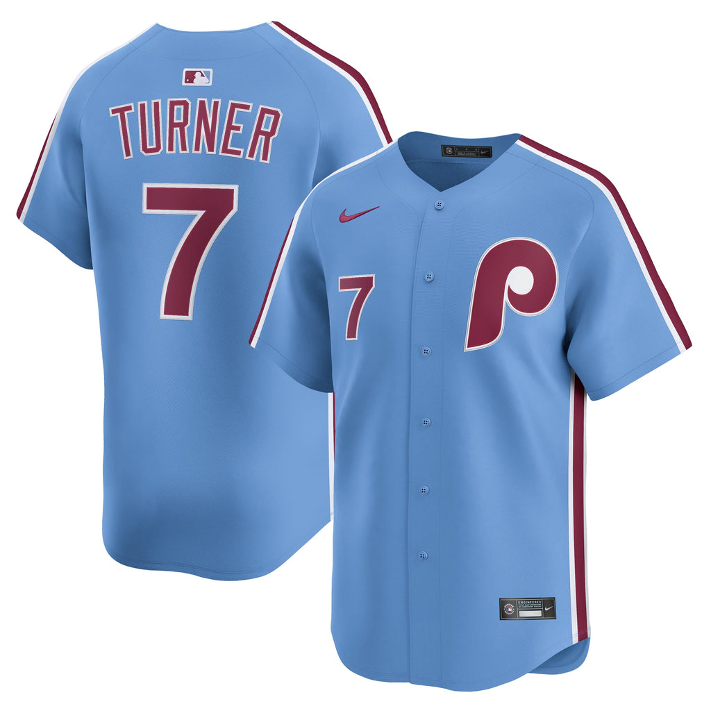 Men's Philadelphia Phillies Trea Turner Nike Light Blue Alternate Limited Player Jersey - 2