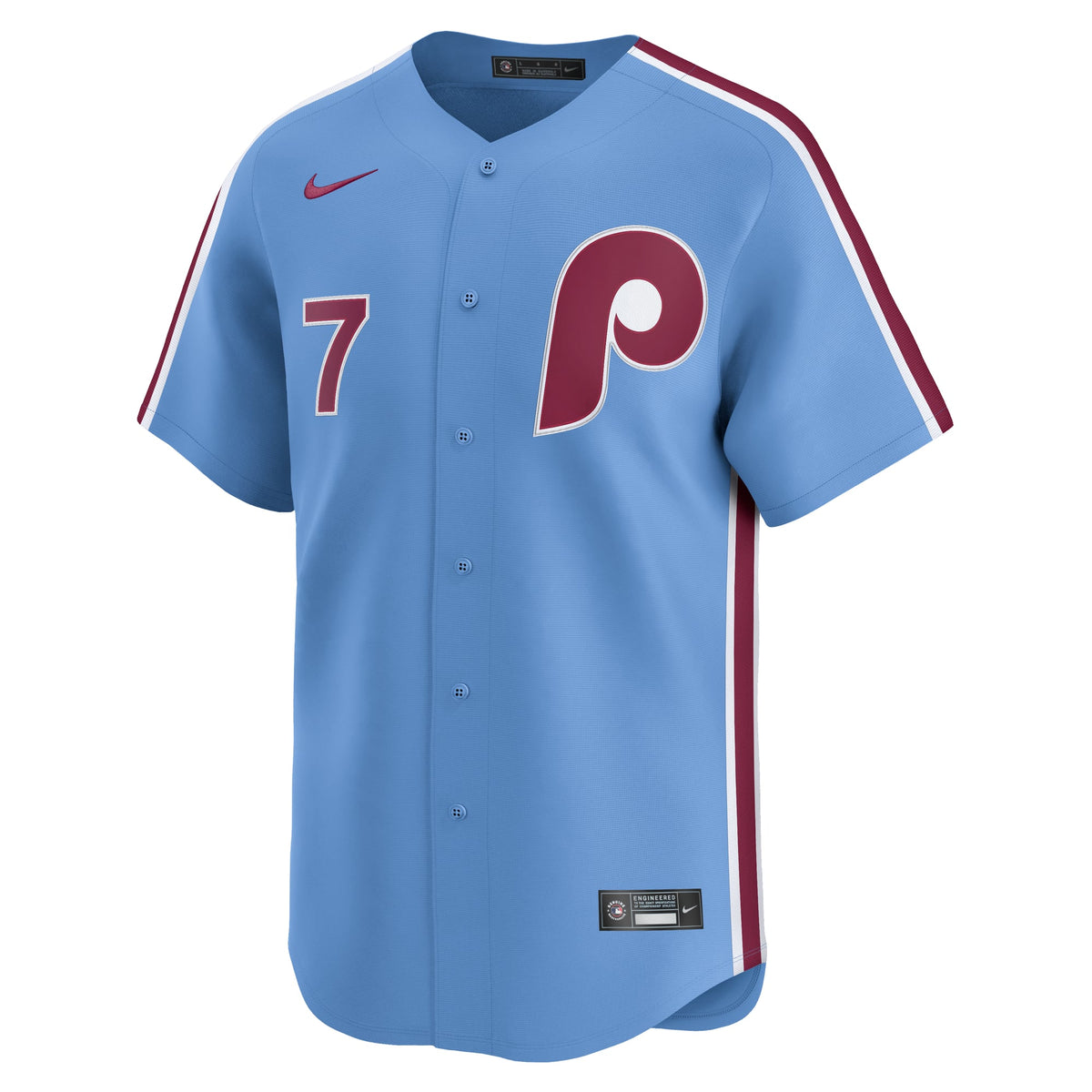 Men's Philadelphia Phillies Trea Turner Nike Light Blue Alternate Limited Player Jersey - 3