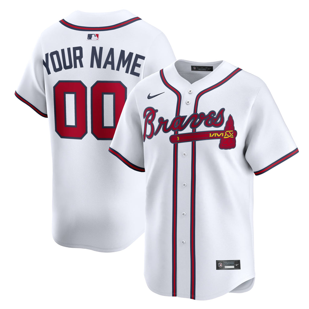 Men's Atlanta Braves Nike White Home Limited Custom Jersey - 2