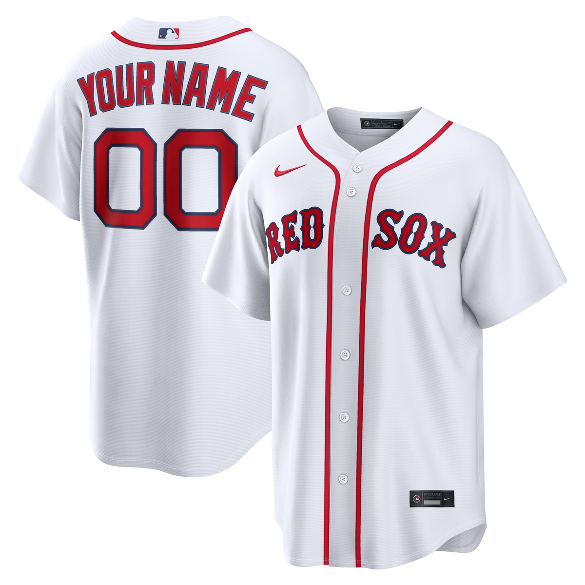 Men's Boston Red Sox Nike White Home Replica Custom Jersey - 2