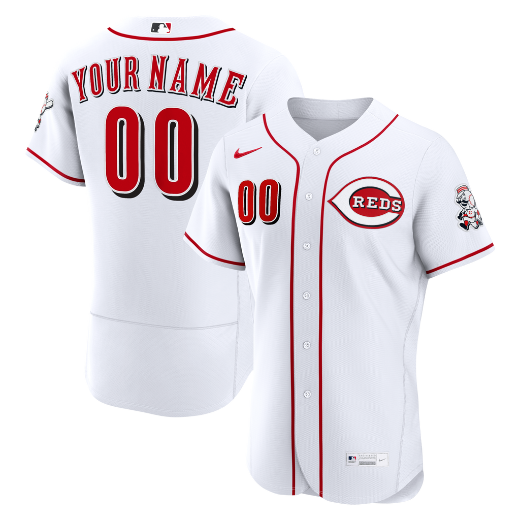Men's Cincinnati Reds Nike White Home Authentic Custom Jersey - 2