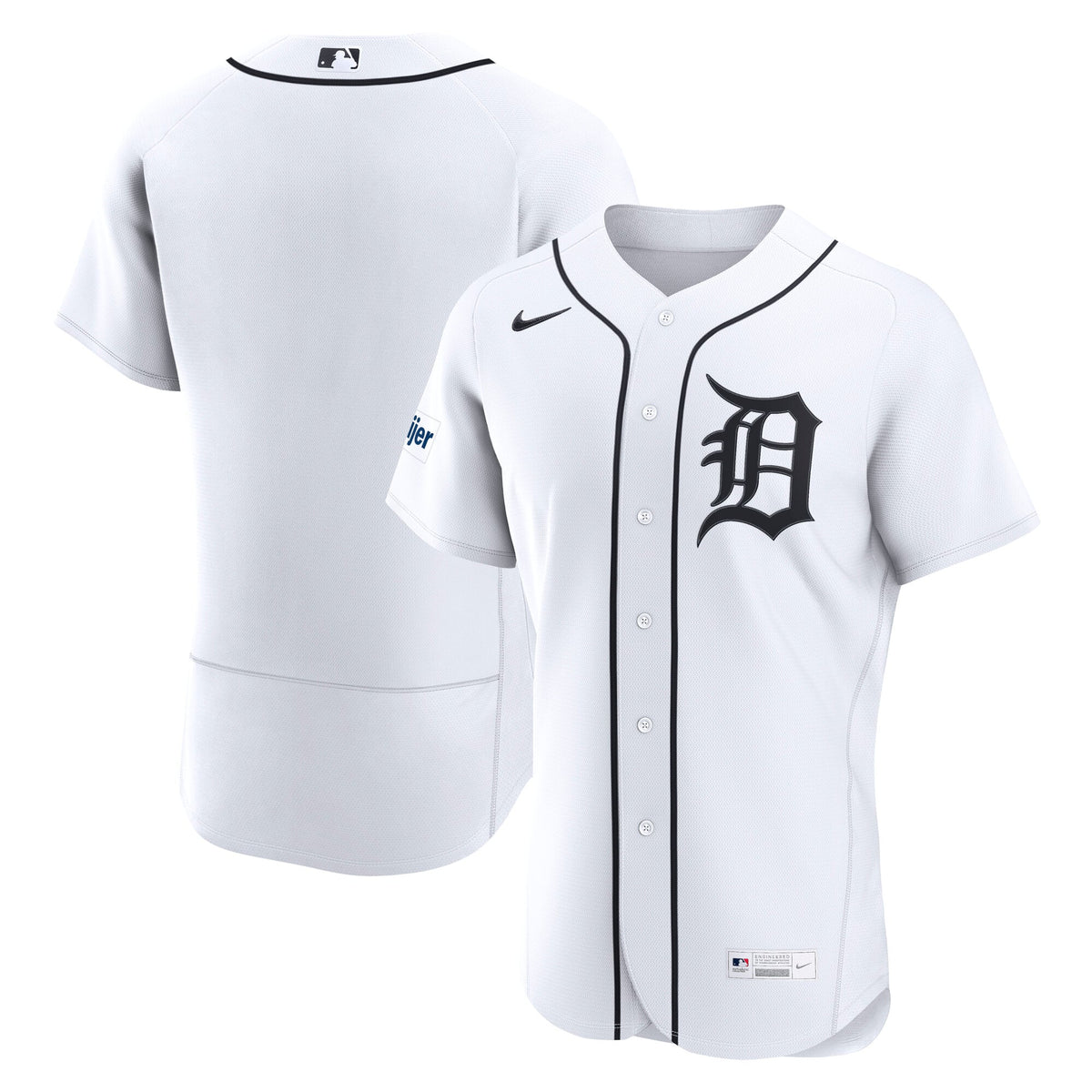 Men's Detroit Tigers Nike White Home Sponsor Patch Authentic Jersey - 2