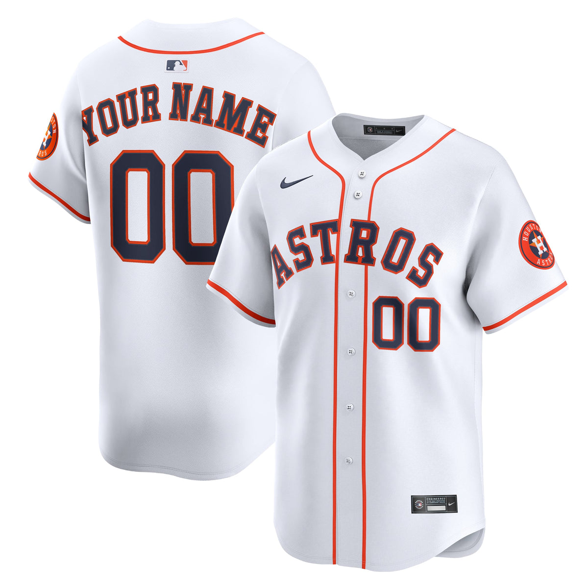 Men's Houston Astros Nike White Home Limited Custom Jersey - 2