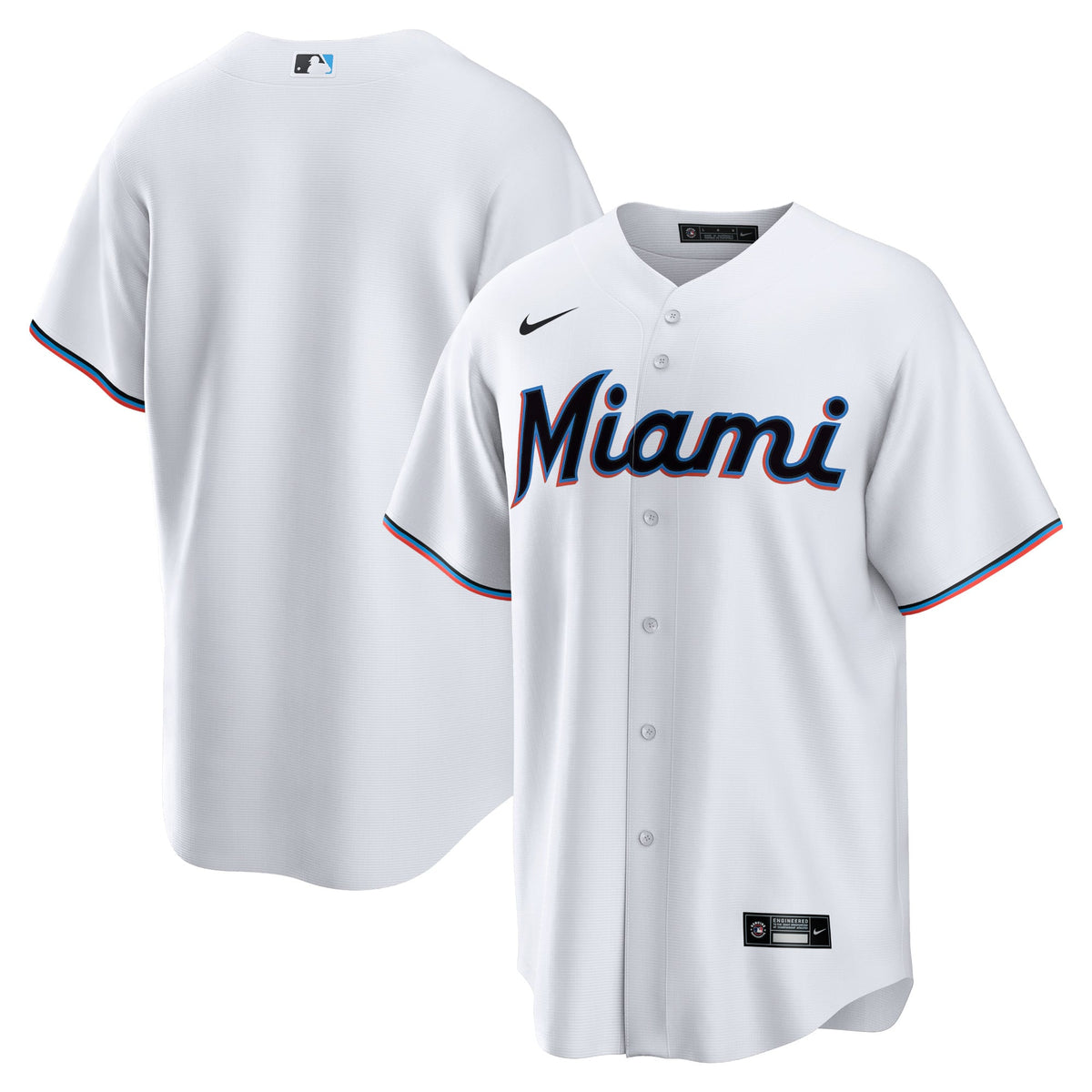 Men's Miami Marlins Nike White Home Blank Replica Jersey - 2