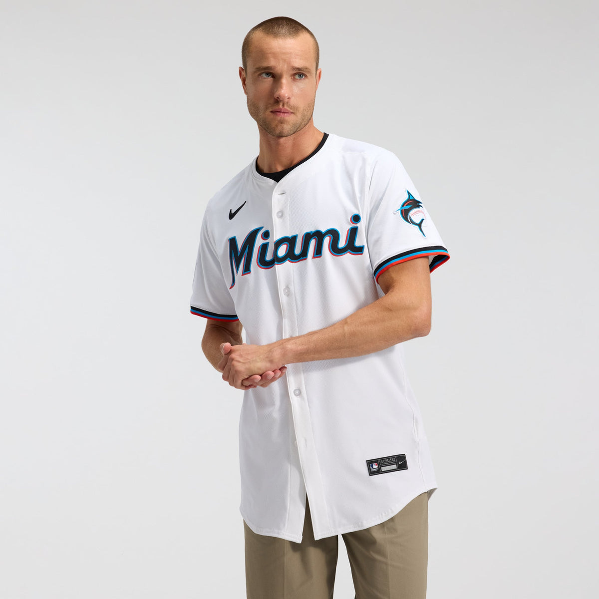 Men's Miami Marlins Nike White Home Elite Jersey - 2