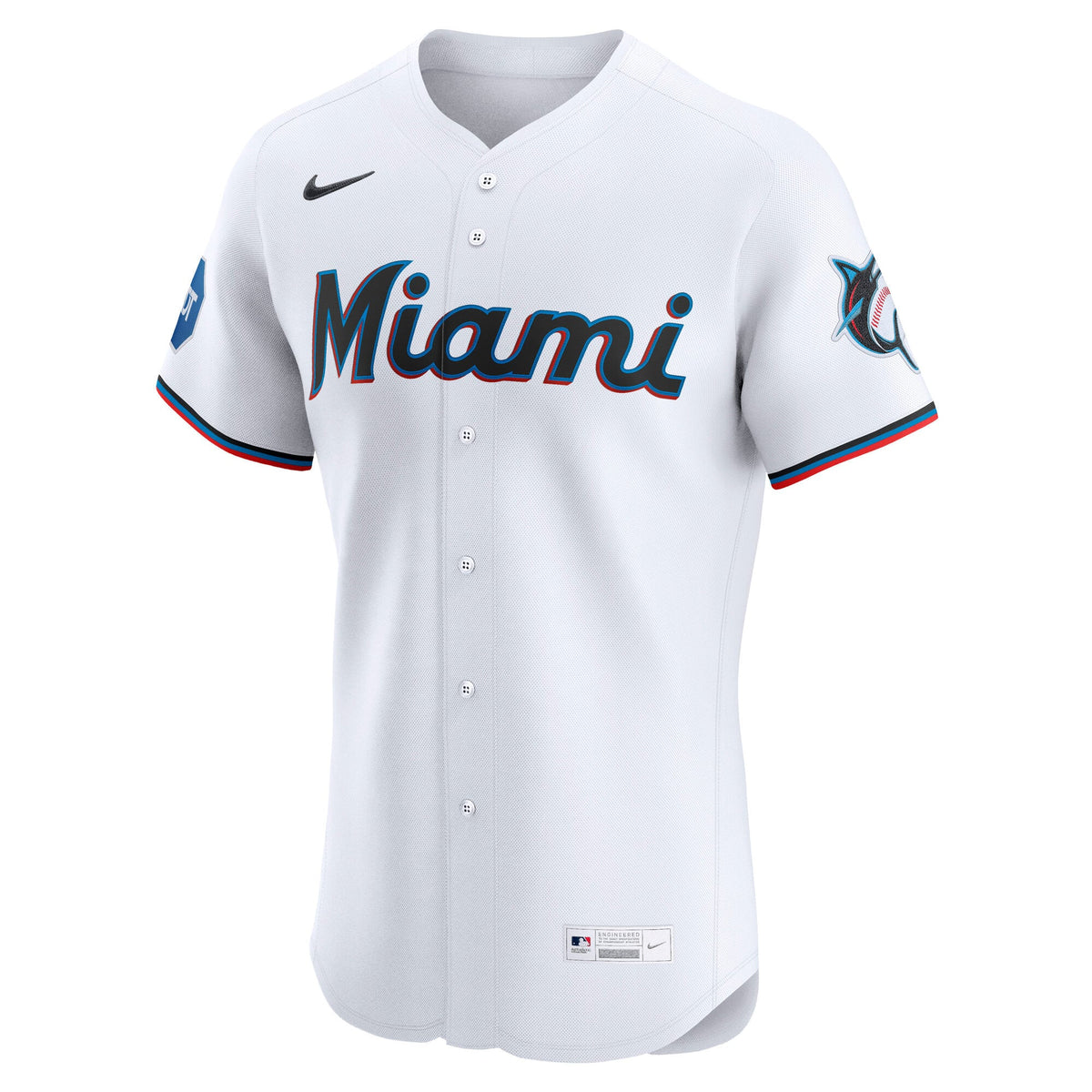 Men's Miami Marlins Nike White Home Elite Jersey - 6