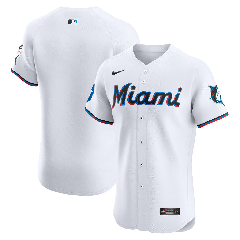 Men's Miami Marlins Nike White Home Elite Patch Jersey - 2