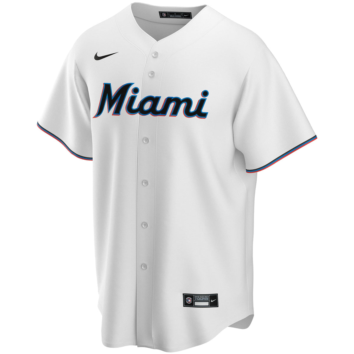 Men's Miami Marlins Nike White Home Replica Custom Jersey - 3