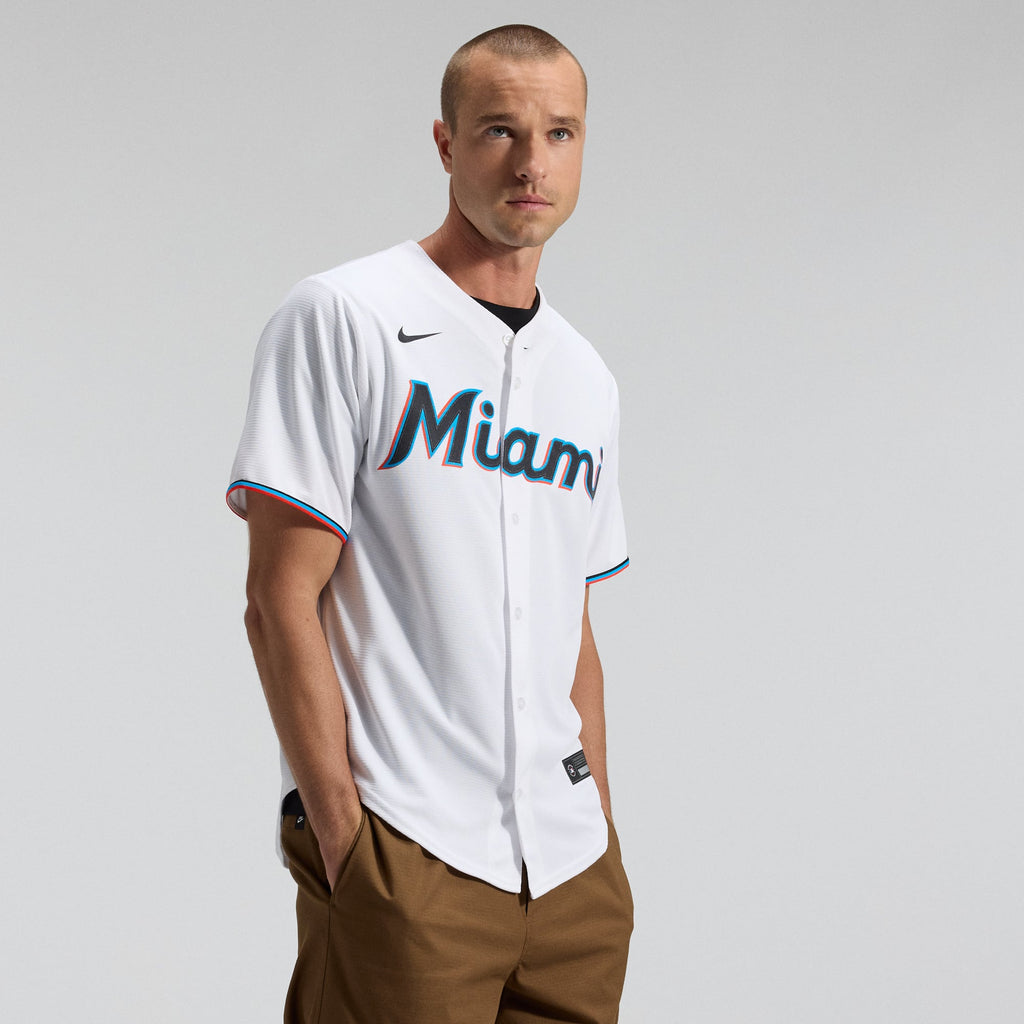 Men's Miami Marlins Nike White Home Replica Team Jersey - 2