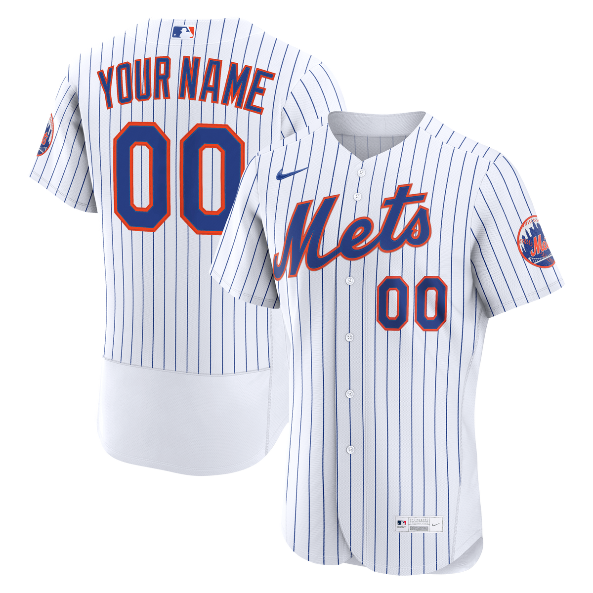 Men's New York Mets Nike White Home Authentic Custom Jersey - 2