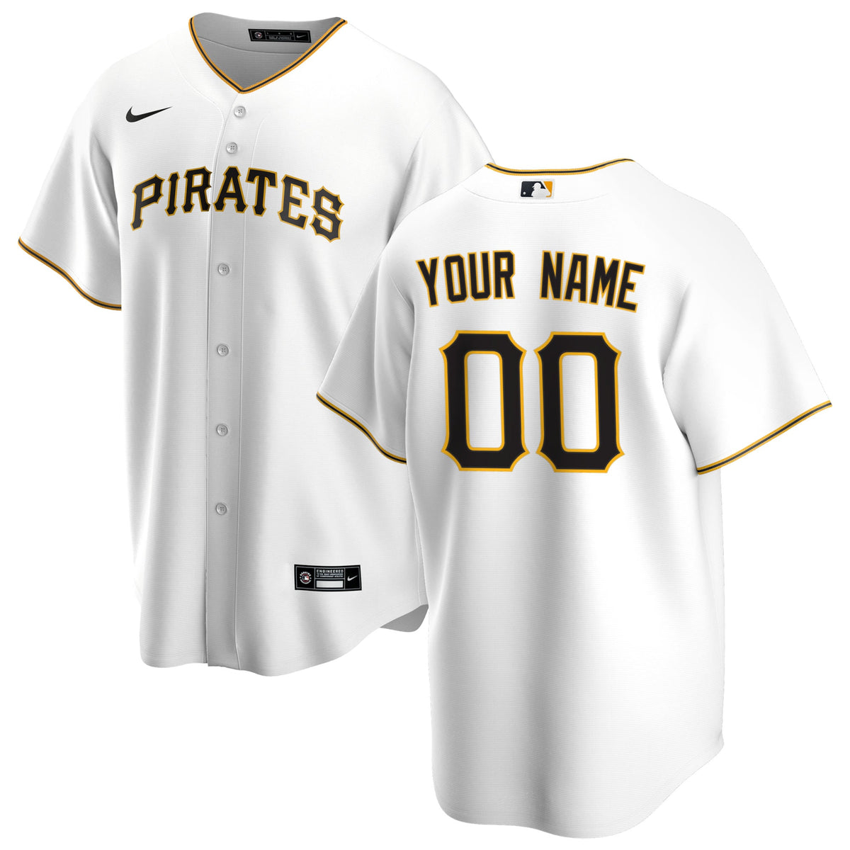 Men's Pittsburgh Pirates Nike White Home Replica Custom Jersey - 2