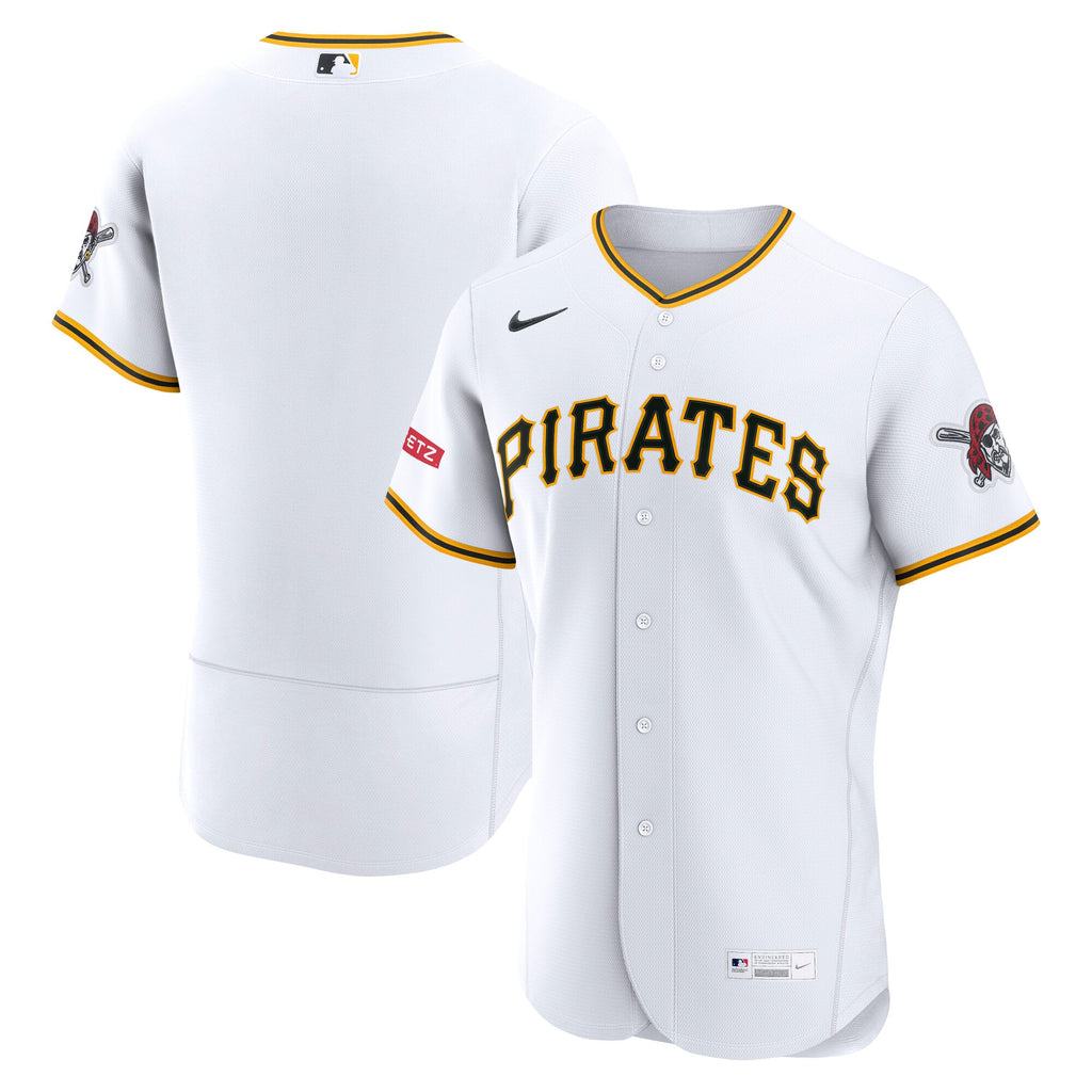 Men's Pittsburgh Pirates Nike White Home Sponsor Patch Authentic Jersey - 2