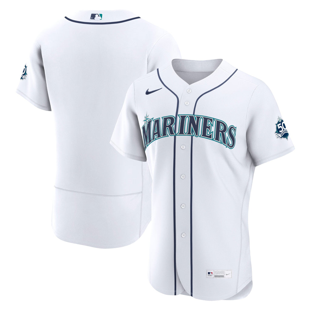 Men's Seattle Mariners Nike White 50th Anniversary Patch Home Authentic Jersey