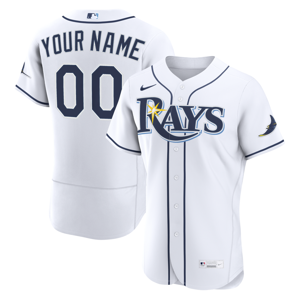 Men's Tampa Bay Rays Nike White Home Authentic Custom Jersey - 2