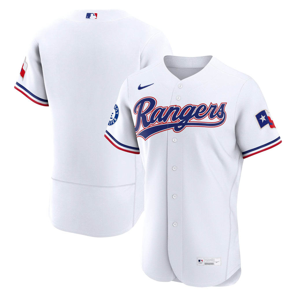 Men's Texas Rangers Nike White Home Sponsor Patch Authentic Jersey - 2