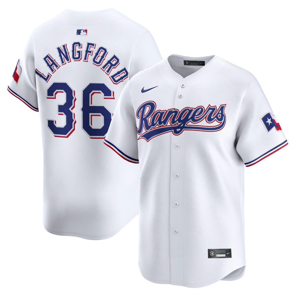 Men's Texas Rangers Wyatt Langford Nike White Home Limited Player Jersey - 2