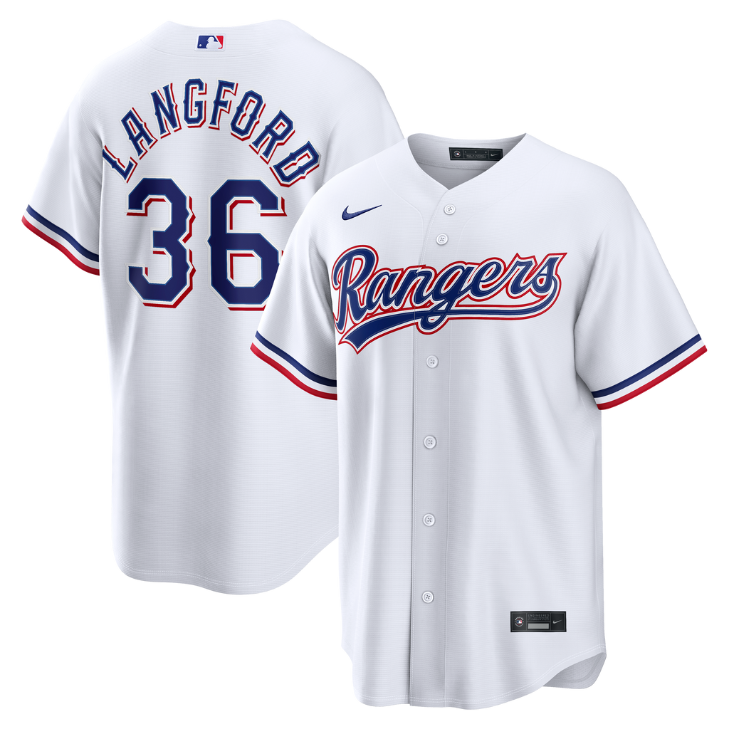 Men's Texas Rangers Wyatt Langford Nike White Home Replica Jersey - 2