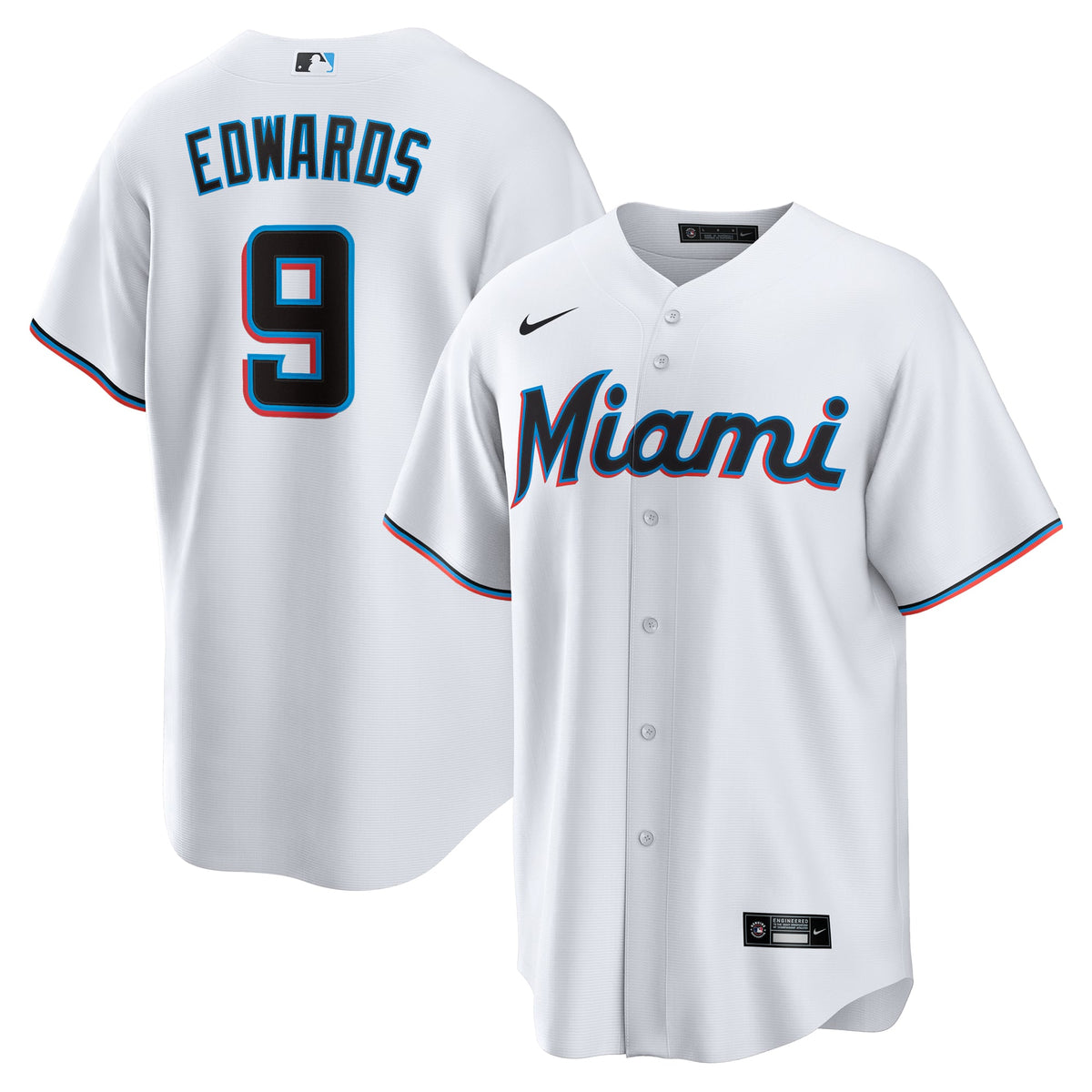 Men's Miami Marlins Xavier Edwards Nike White Home Replica Jersey - 2