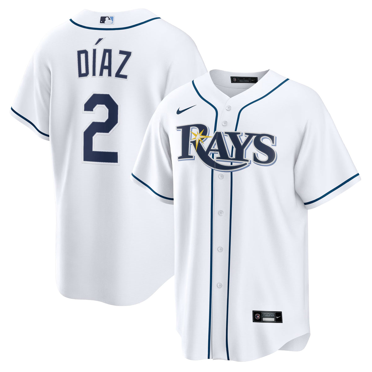 Men's Tampa Bay Rays Yandy Díaz Nike White Home Replica Jersey