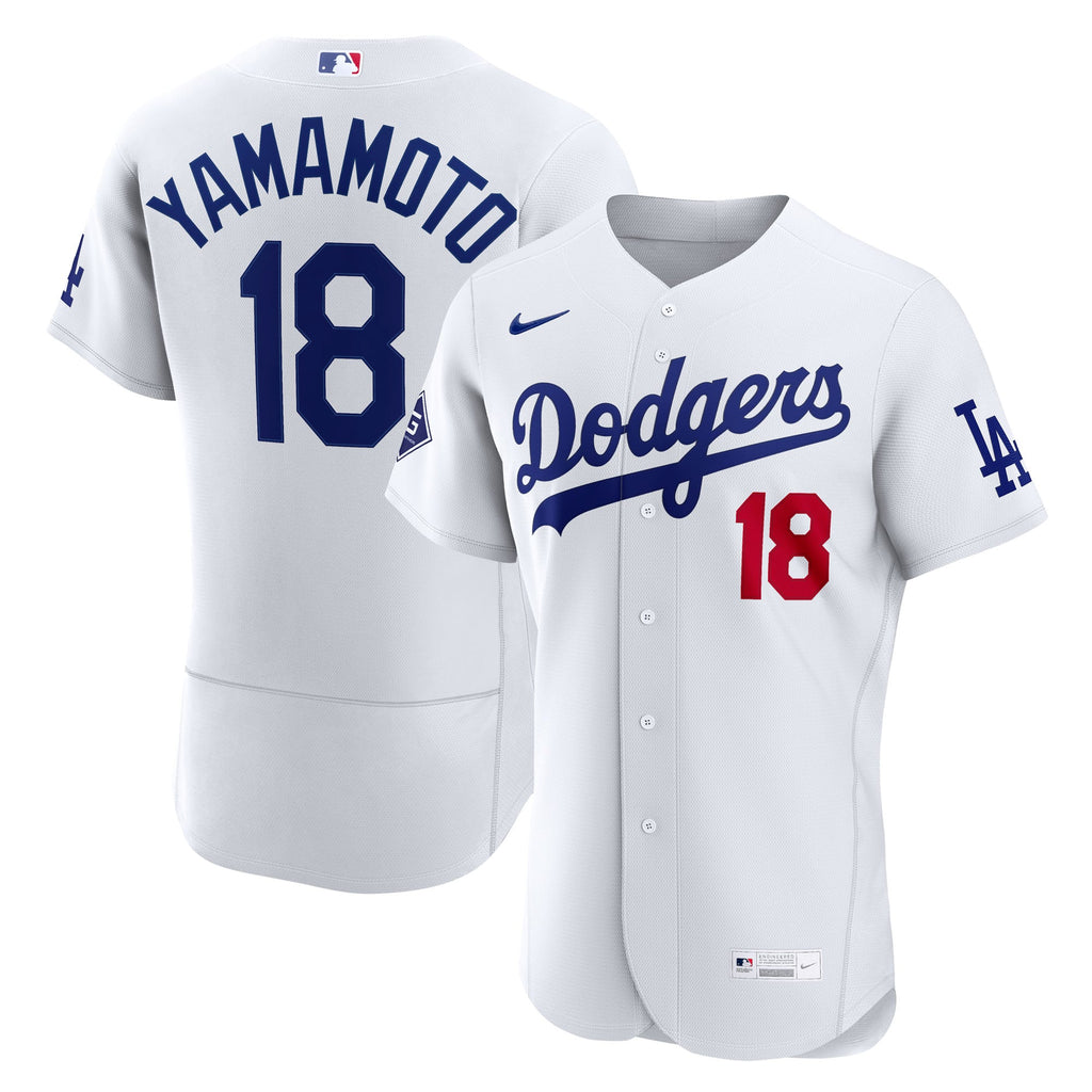 Men's Los Angeles Dodgers Yoshinobu Yamamoto Nike White Home Authentic Sponsor Patch Jersey - 2
