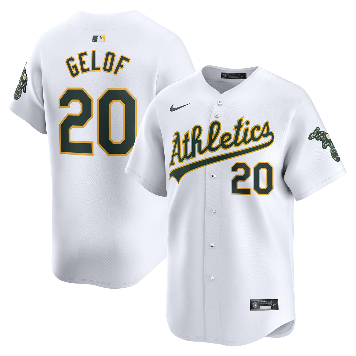 Men's Athletics Zack Gelof Nike White Home Limited Player Jersey