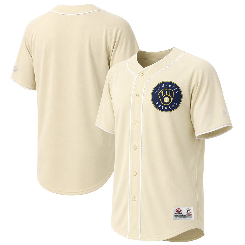 Men's Milwaukee Brewers Stitches Cream Fashion Jersey - 2
