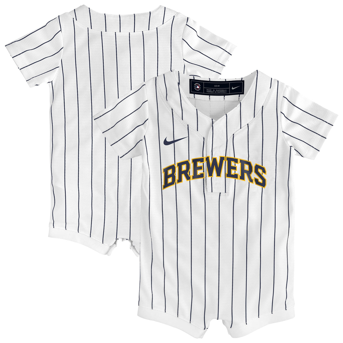 Newborn & Infant Milwaukee Brewers Nike White Alternate Replica Romper Jersey - 2