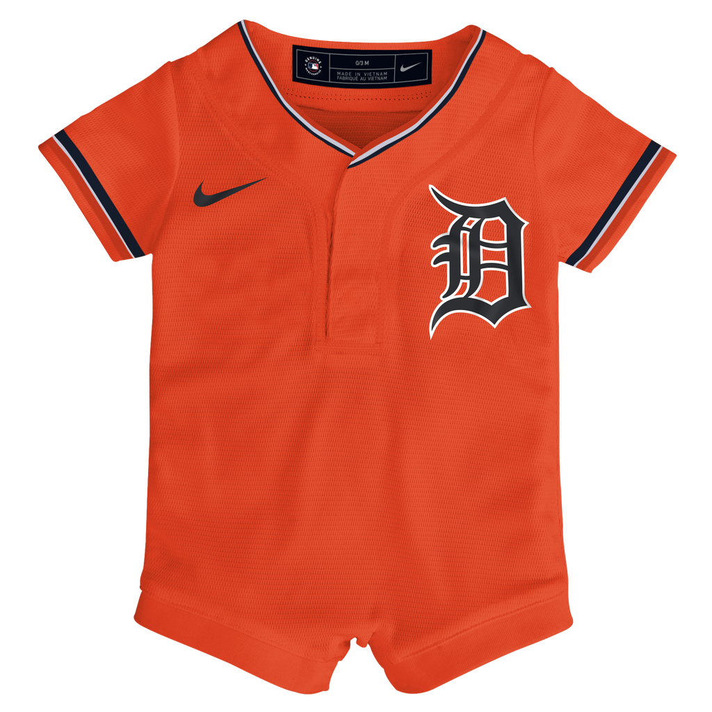 Newborn Detroit Tigers Nike Orange Alternate Replica Romper Jersey