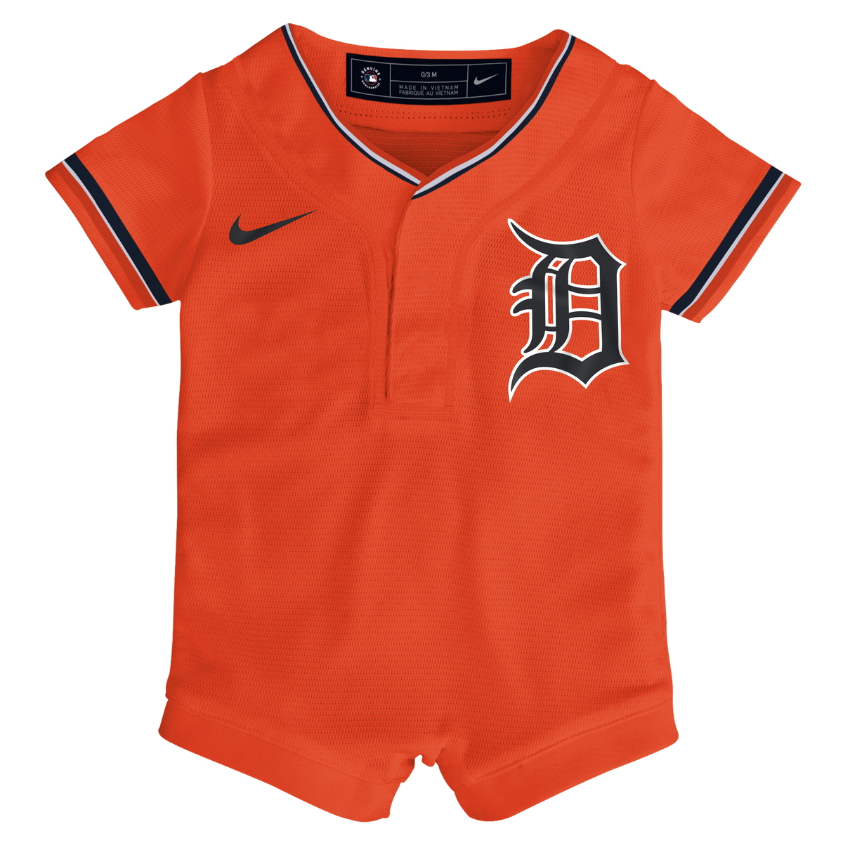 Newborn Detroit Tigers Nike Orange Alternate Replica Romper Jersey