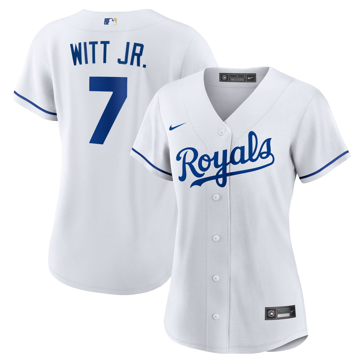 Women's Kansas City Royals Bobby Witt Jr. Nike White Home Replica Player Jersey