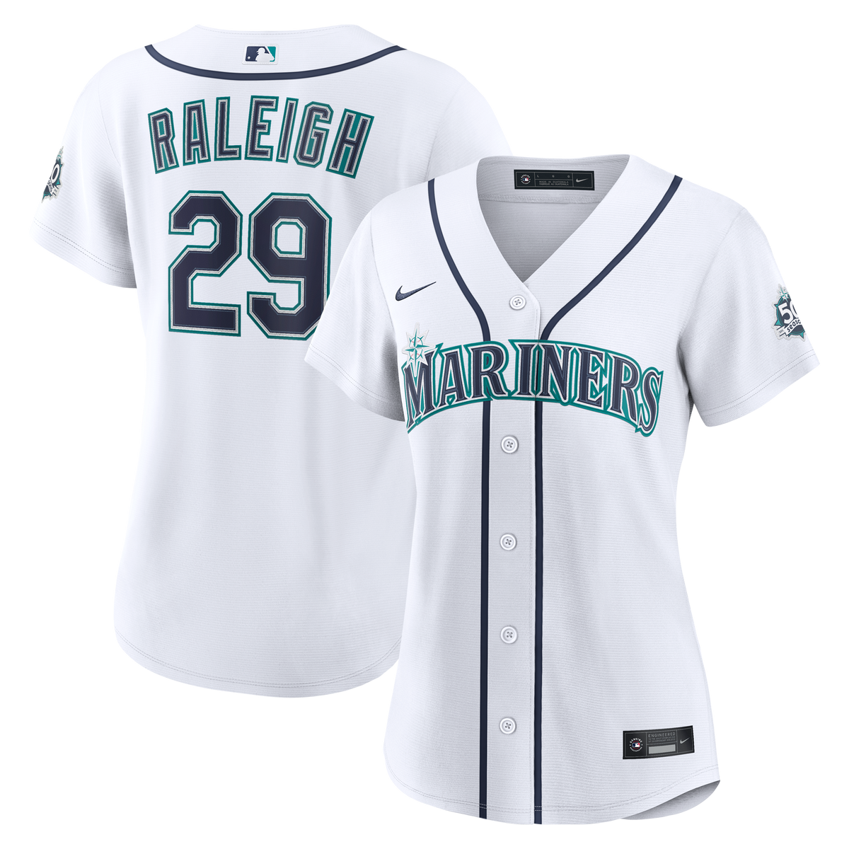 Women's Seattle Mariners Cal Raleigh Nike White Home 50th Season Stadium Jersey - 2