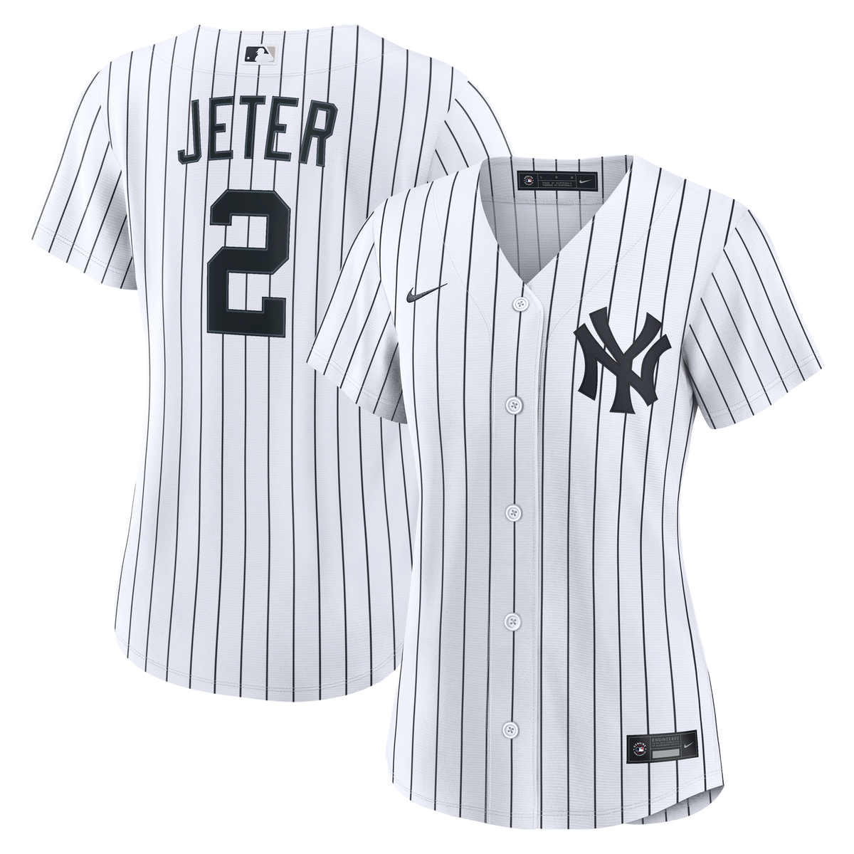 Women's New York Yankees Derek Jeter Nike White Home Retired Replica Jersey