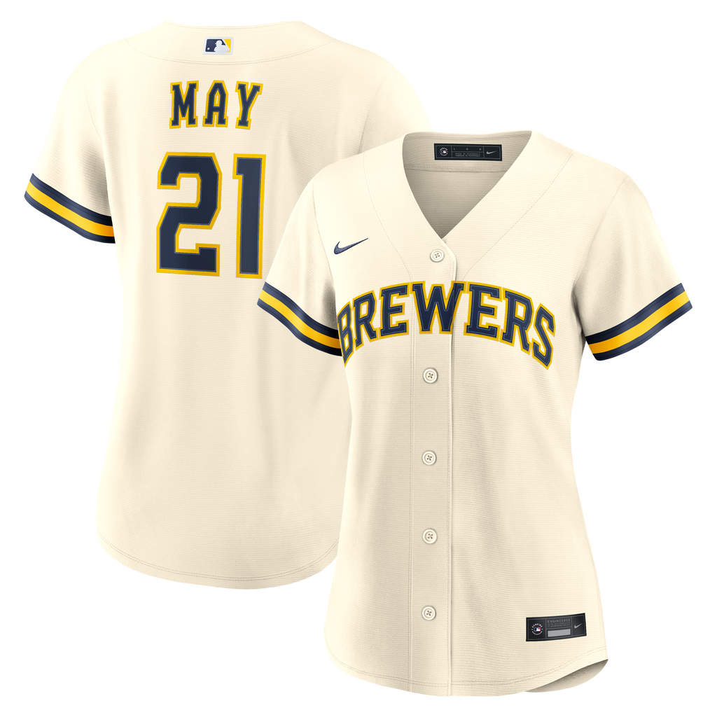 Women's Milwaukee Brewers Dustin May Nike Cream Home Replica Jersey - 2