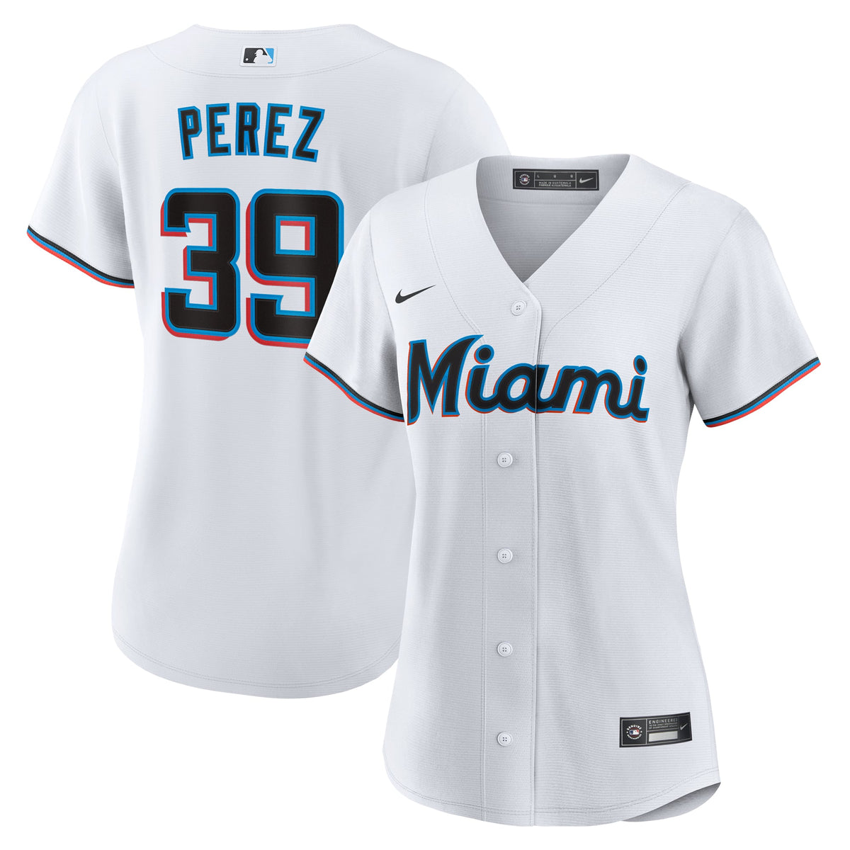 Women's Miami Marlins Eury Perez Nike White Home Replica Jersey - 2