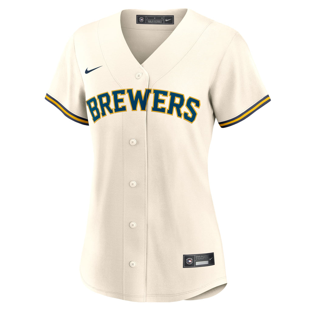 Women's Milwaukee Brewers Jackson Chourio Nike Cream Home Replica Jersey - 3